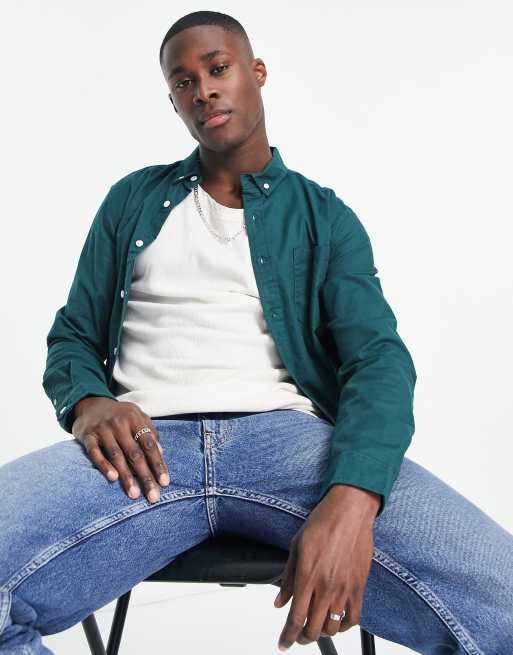 ASOS DESIGN - Slim fit Oxford overhemd in blauwgroen, 3 van 4