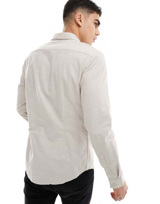 ASOS DESIGN - Slim-fit Oxford overhemd in lichtbeige, 4 van 4