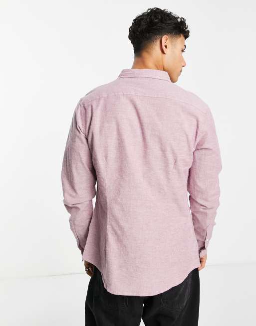 ASOS DESIGN - Slim fit Oxford overhemd met yarn-dye in bordeauxrood, 2 van 4