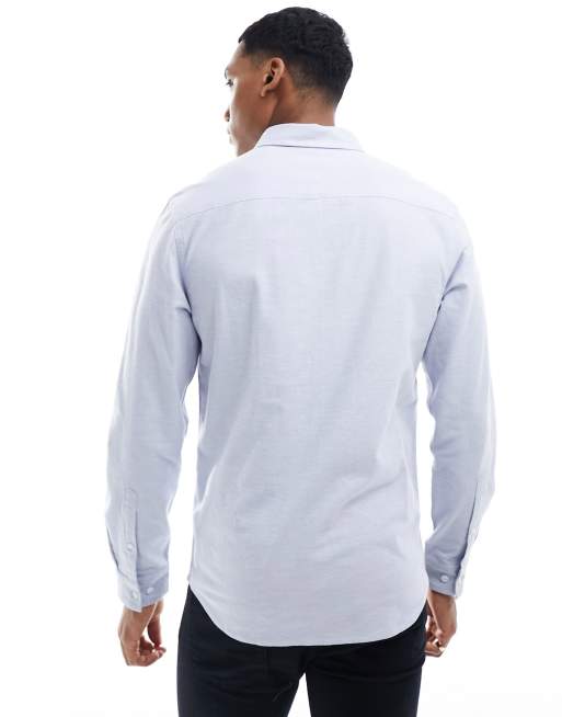 ASOS DESIGN - Slim-fit Oxford overhemd van geverfd garen in blauw , 4 van 4