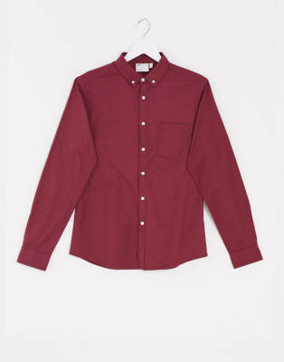 ASOS DESIGN ASOS DESIGN slim fit oxford shirt in burgundy-Red