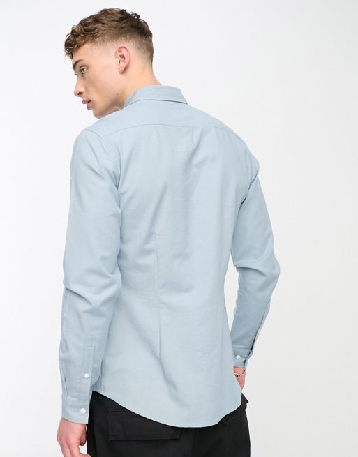 ASOS DESIGN slim fit oxford shirt in dusty blue | ASOS