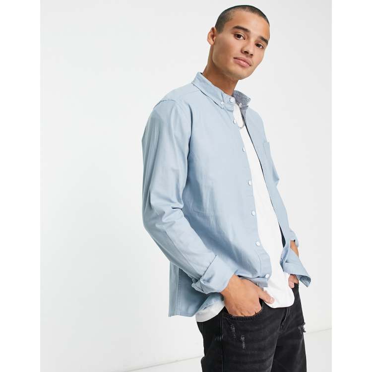 ASOS DESIGN slim fit oxford shirt in dusty blue | ASOS