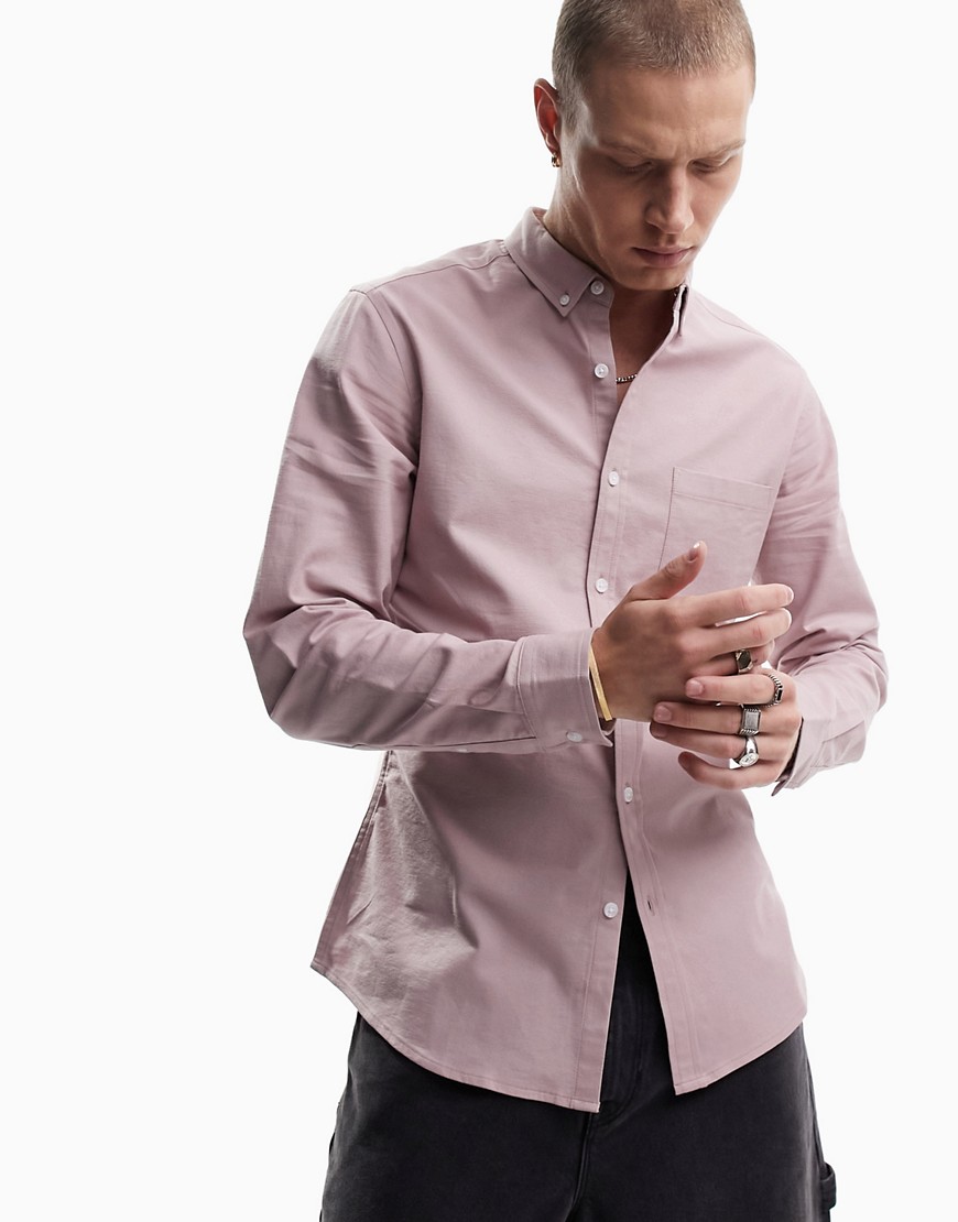 ASOS DESIGN slim fit oxford shirt in dusty pink