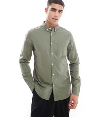 ASOS DESIGN ASOS DESIGN slim fit oxford shirt in khaki-Green