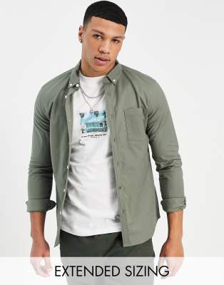 ASOS DESIGN slim fit oxford shirt in khaki-Green | £10.50 | Closer