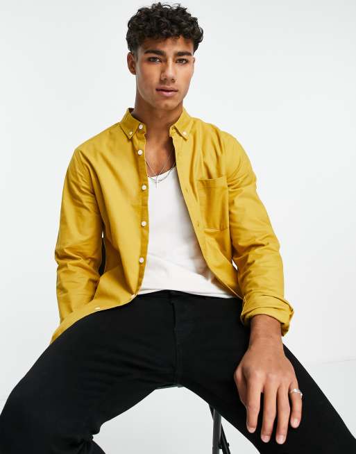 ASOS DESIGN slim fit oxford shirt in mustard | ASOS