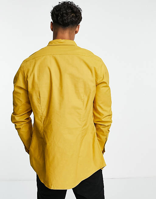  slim fit oxford shirt in mustard 