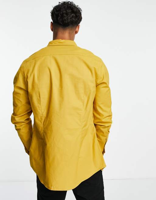 ASOS DESIGN slim fit oxford shirt in mustard | ASOS
