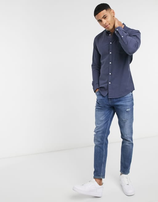 Navy shirt and on sale jeans