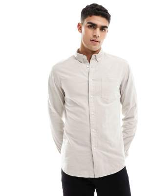 ASOS DESIGN slim fit oxford shirt in oatmeal - ASOS Price Checker