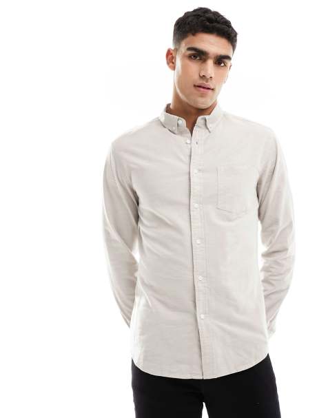 ASOS DESIGN regular smart linen shirt with mandarin collar in pink