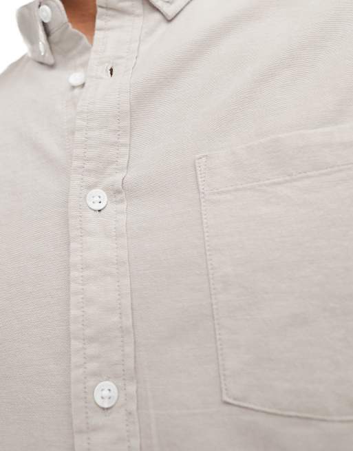ASOS DESIGN slim fit oxford shirt in oatmeal, 2 of 4