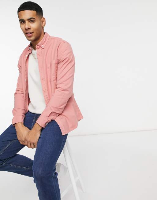 ASOS DESIGN slim fit oxford shirt in pink