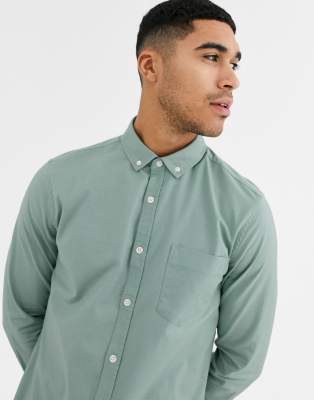 ASOS DESIGN slim fit oxford shirt in sage green | ASOS