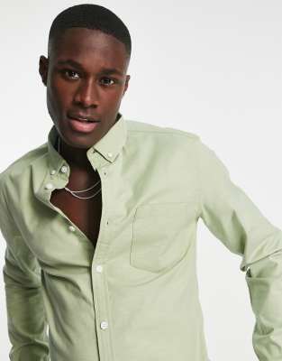 ASOS DESIGN slim fit oxford shirt in sage green