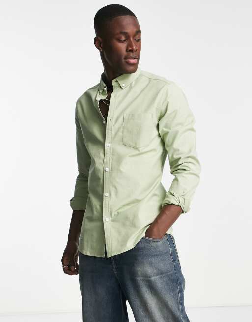 ASOS DESIGN slim fit oxford shirt in sage green