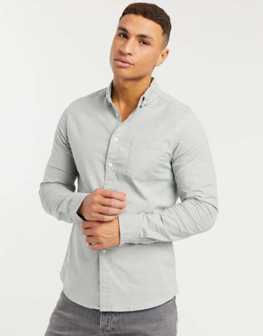 ASOS DESIGN slim fit oxford shirt in sage green