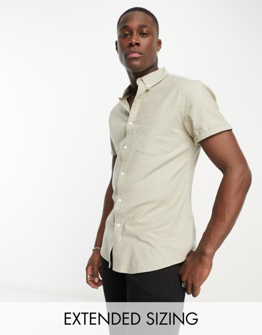 Men's Short Sleeve Shirts, White, Linen & Cotton