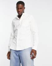 ASOS DESIGN stretch slim fit work shirt in white | ASOS