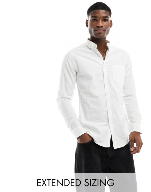 ASOS DESIGN long sleeve fitted shirt in white