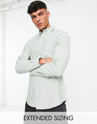 Asos Design Slim Fit Oxford Shirt In Yarn Dye Green