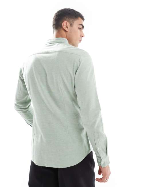  ASOS DESIGN slim fit oxford shirt in yarn dye green, 3 of 4