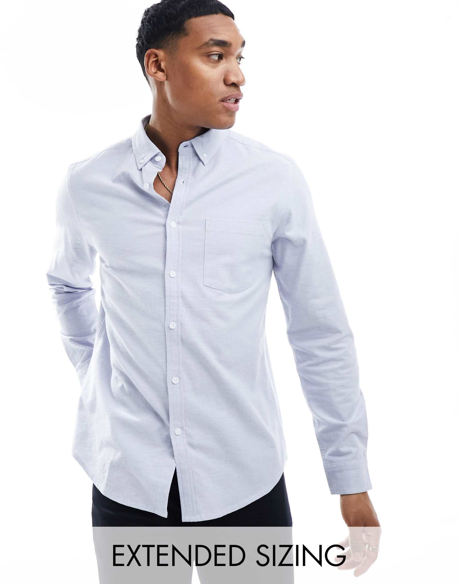 ДИЗАЙНЕРСКАЯ оксфордская рубашка ASOS slim fit из пряжи синего цвета 