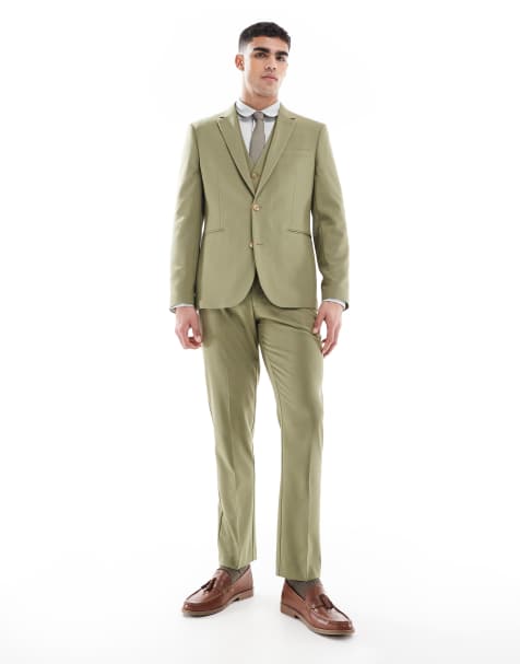 ASOS DESIGN - Slim-fit pak in olijfgroen - view 1