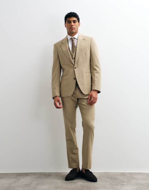 ASOS DESIGN - Slim-fit pak in steenkleur - view 1