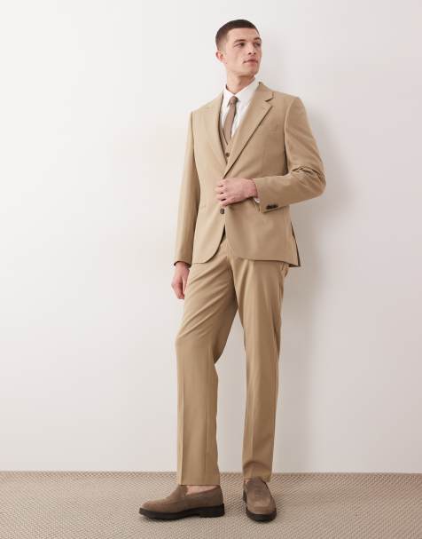 ASOS DESIGN - Slim-fit pak in stone - view 1