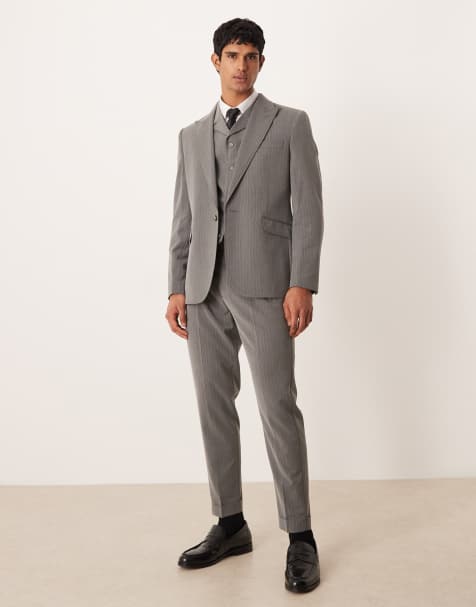 ASOS DESIGN - Slim-fit pak met krijtstreep in antracietgrijs - view 1