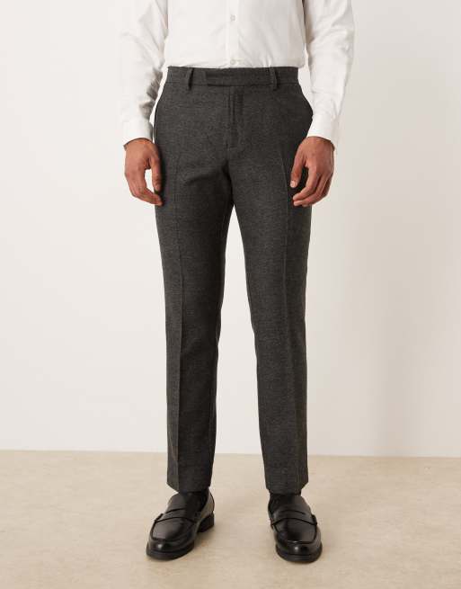 ASOS DESIGN - Slim-fit pantalon met wol in antracietgrijs, 2 van 5