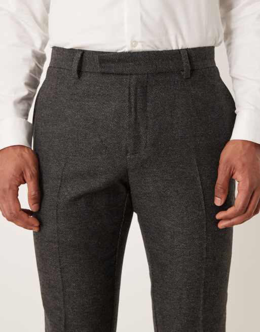 ASOS DESIGN - Slim-fit pantalon met wol in antracietgrijs, 5 van 5