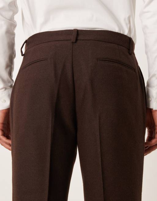ASOS DESIGN - Slim-fit pantalon met wol in donkerbruin, 4 van 5