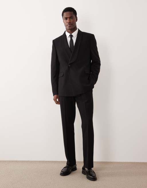 ASOS DESIGN - Slim-fit pak van crêpestof in zwart, 2 van 3