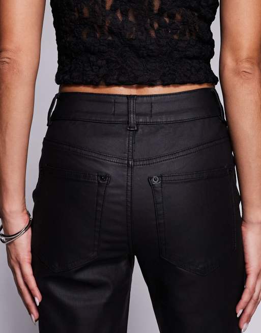 ASOS DESIGN slim fit pencil jeans in coated black, 4 of 5