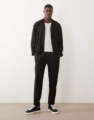 Asos Design Slim Fit Ribbed Sweatpants In Black