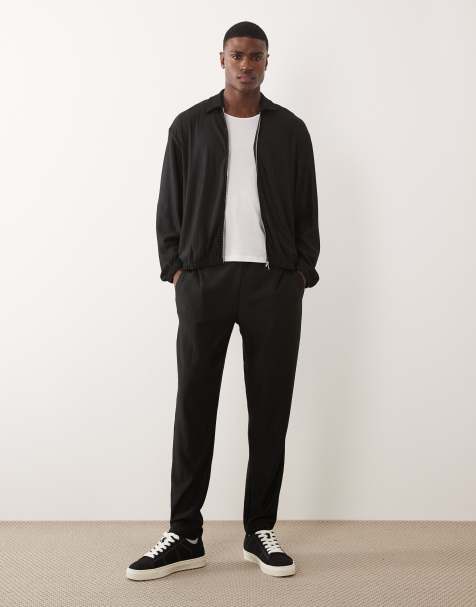 ASOS DESIGN slim fit ribbed sweatpants in black - part of a set - view 1