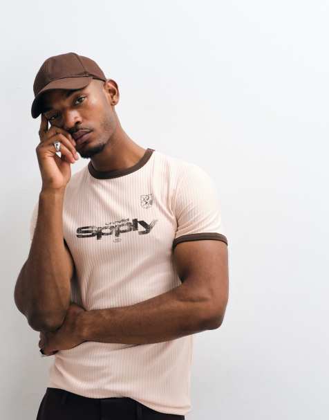 ASOS DESIGN slim fit ringer T-shirt med supply-print i stenstruktur - view 1