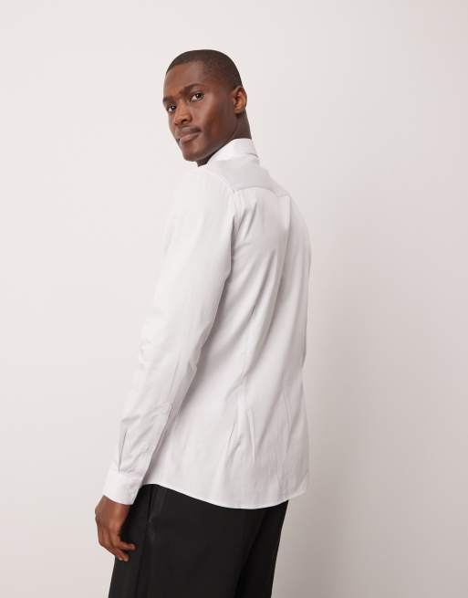 ASOS DESIGN slim fit sateen shirt in white , 2 of 4