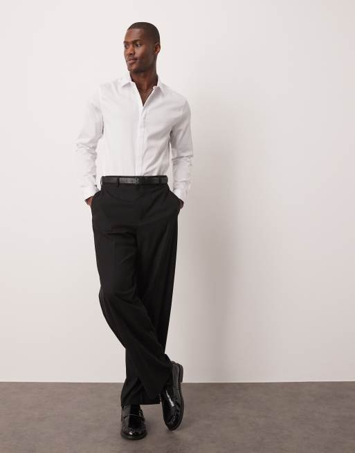 ASOS DESIGN slim fit sateen shirt in white , 3 of 4