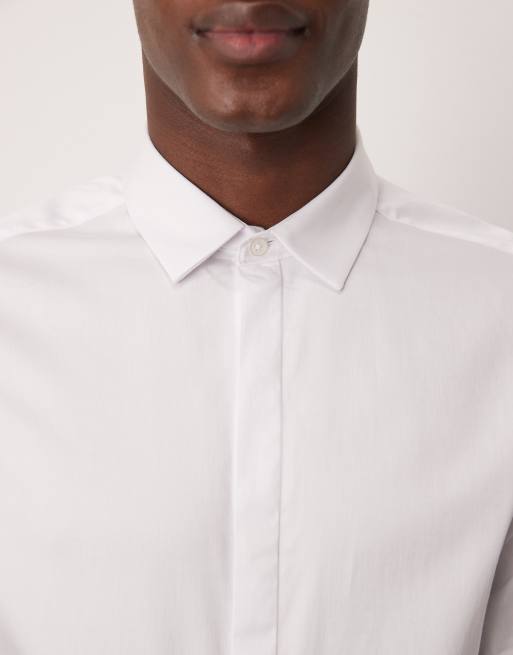ASOS DESIGN slim fit sateen shirt in white , 4 of 4