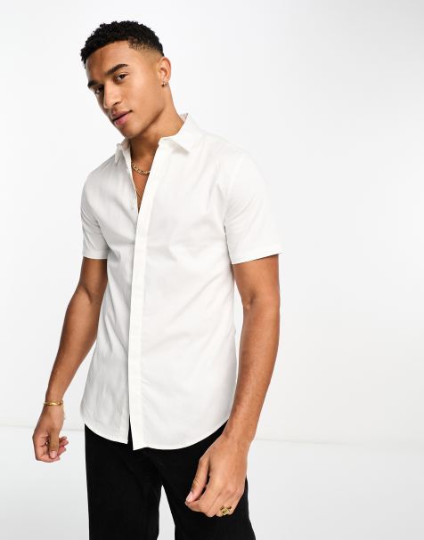 ASOS DESIGN slim fit sateen shirt in white - view 1