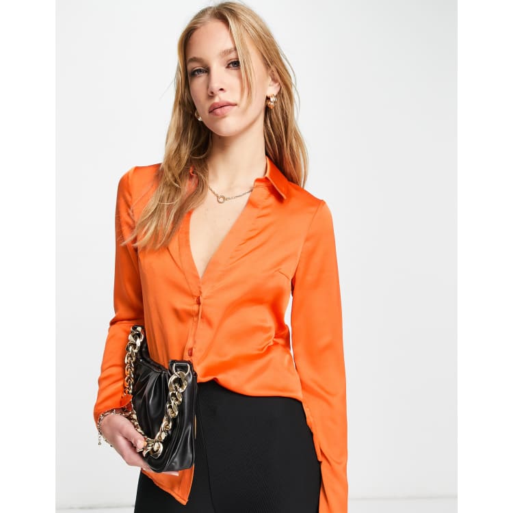 Satin best sale orange blouse