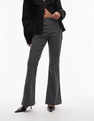 ASOS DESIGN - Slim-Fit-Schlaghose aus Bengaline in meliertem Grau