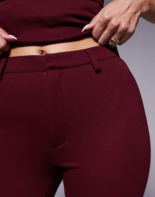 ASOS DESIGN – Slim-Fit-Schlaghose aus Jersey-Twill in Burgunderrot, Kombiteil, 5 von 5