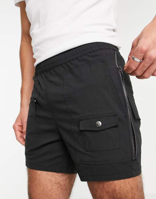 ASOS DESIGN - Slim fit short met ritsen aan de zijkant in zwart, 3 van 4
