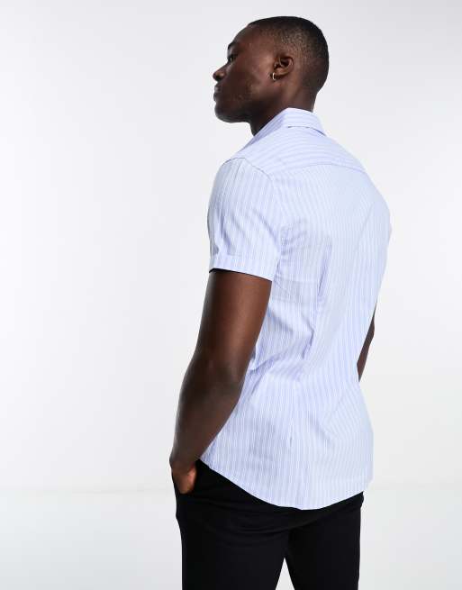 Slim Fit Short Sleeve Shirt Pale Blue