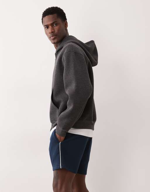 ASOS DESIGN slim fit shorter jersey shorts with contrast side piping in navy, 3 of 5